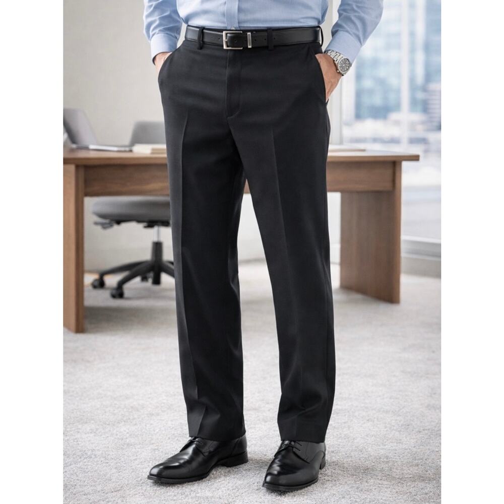 Perry Ellis Portfolio Black Dress Pants 34x30 Wedding Guest Formal Classic Fit - Picture 11 of 11